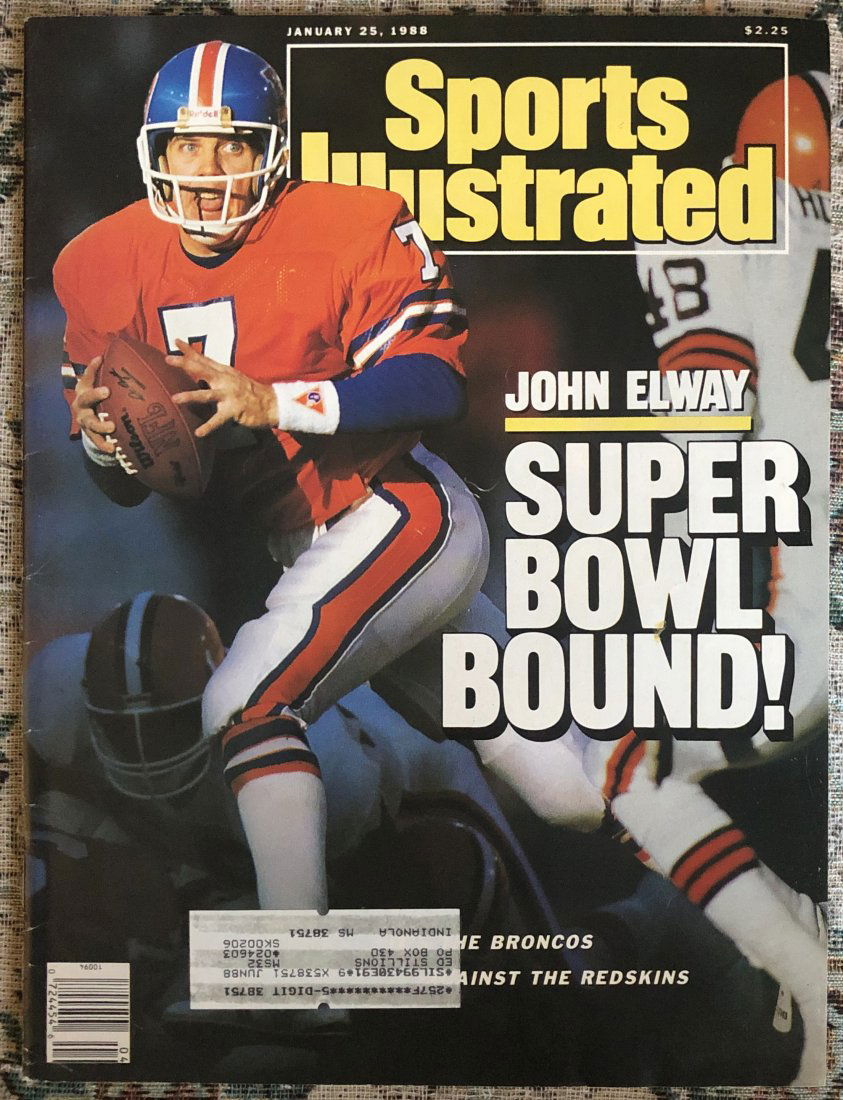 Sports Illustrated: Jan. 25, 1988, John Elway, Super Bowl Bound!, has mailing label, see photos.