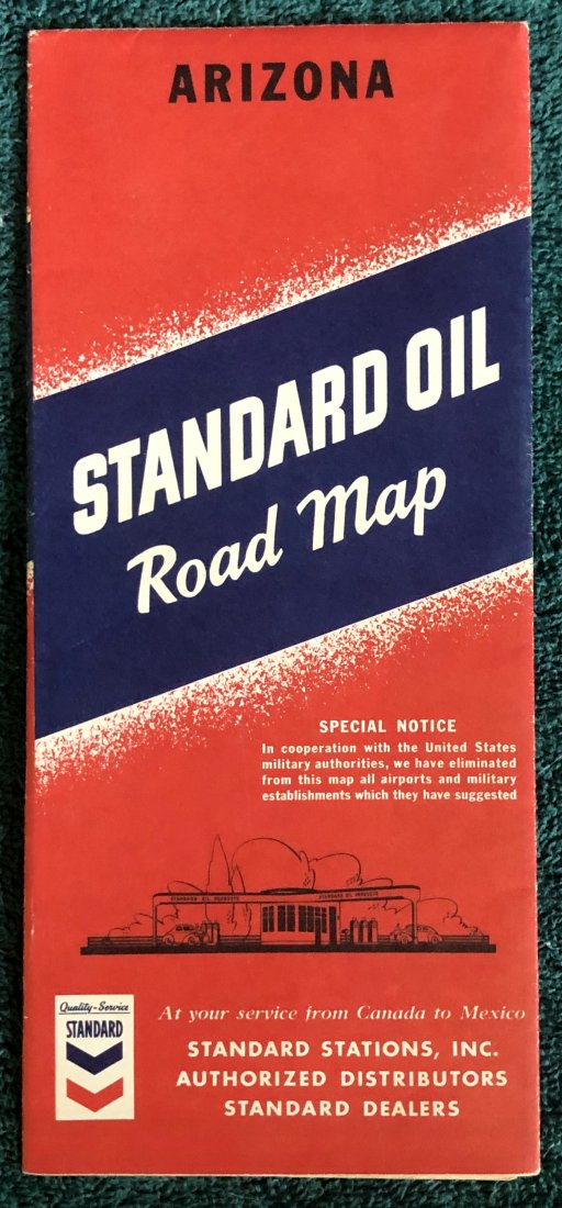 Road Map: Standard Oil 1942 Arizona, see photos.