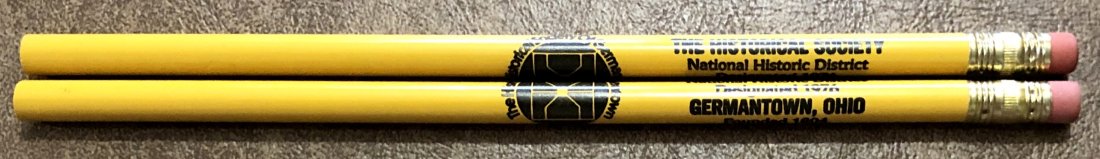 Germantown, Ohio, Historical Society: Pencils, The Historical Society, National Historic District, designated 1976, Germantown, Ohio, founded 1804.