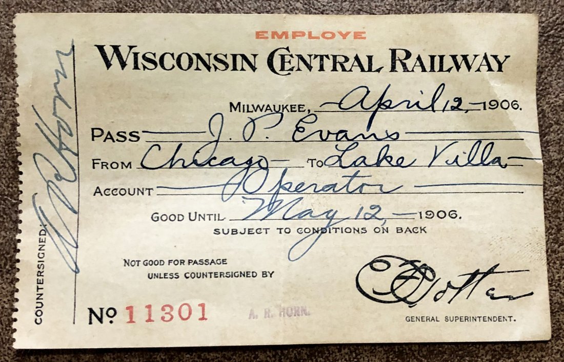 Wisconsin Central Railway: 1906 Pass.