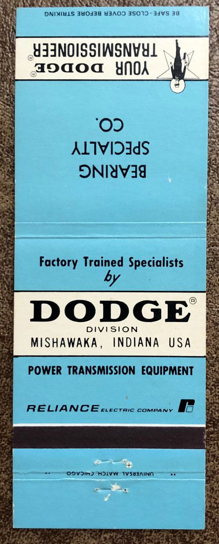 Dodge matchbook: Dodge Division Mishawaka, Indiana