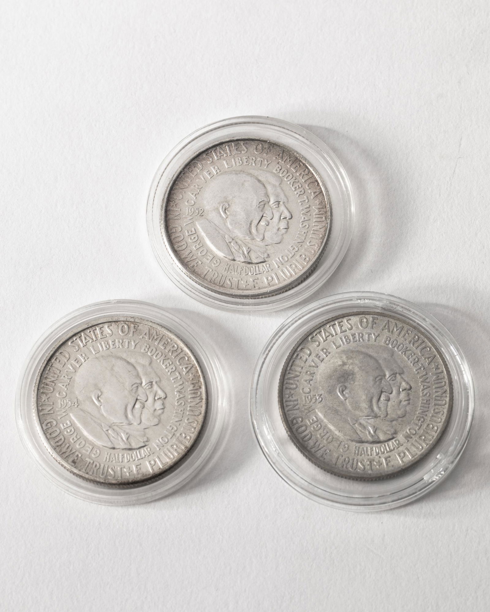 3 x Half Dollar USA 1952,1953 D,1954 S Americanism: 3x 1/2 Dollar USA. 1952, 1953 D, 1954 S. Americanism. Freedom and Oportunity For All.