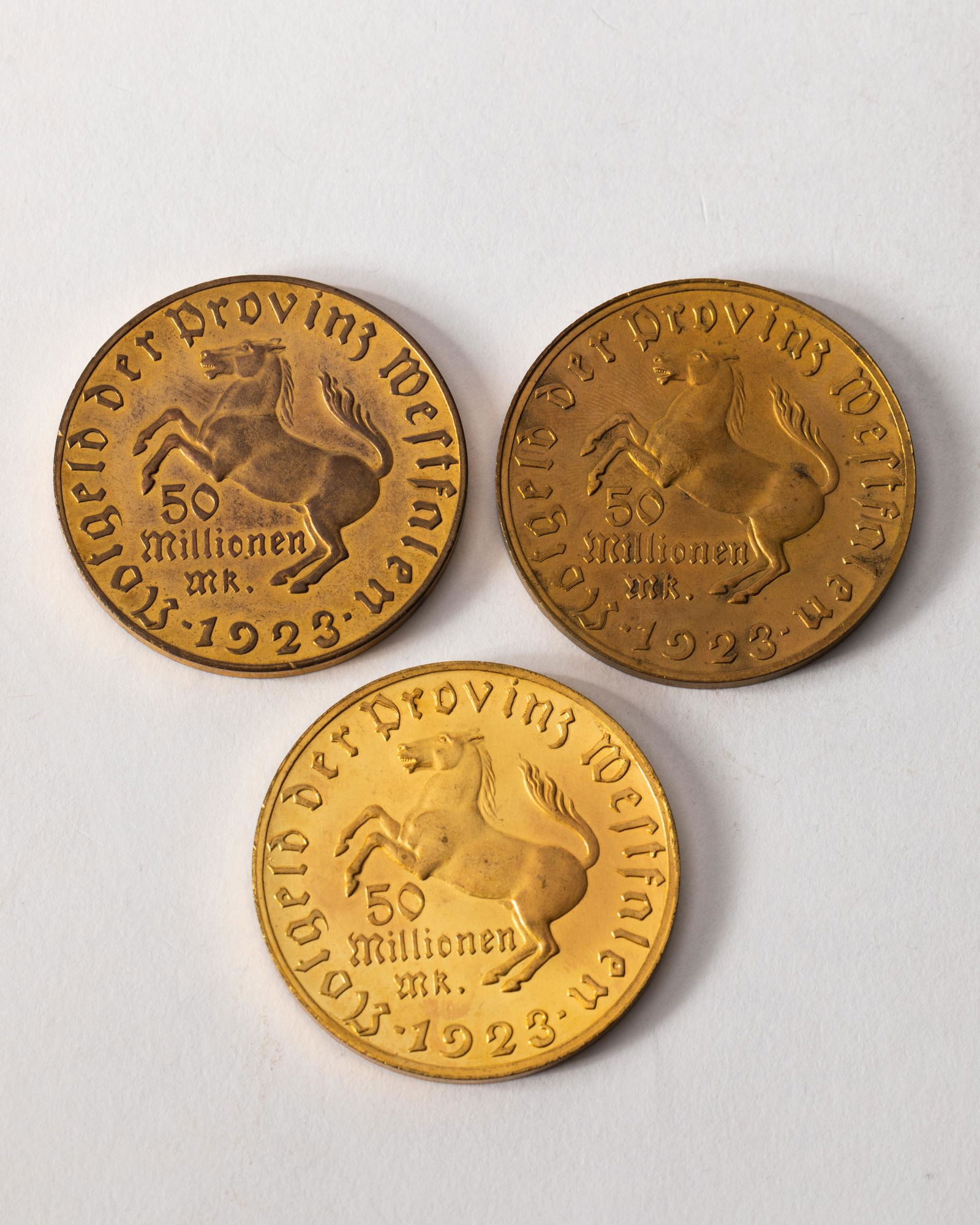 3 Emergency Coins Germany 1923, 3x50 million Mark (1 of 3)