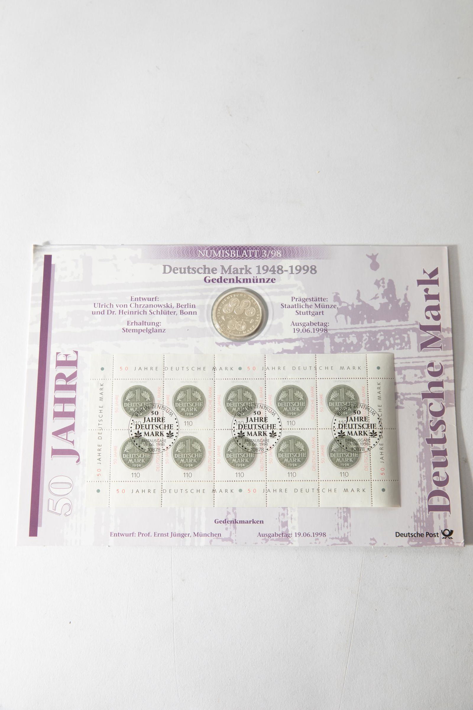 Germany 10 DM +stamps 50 years DM 3/1998 (1 of 2)