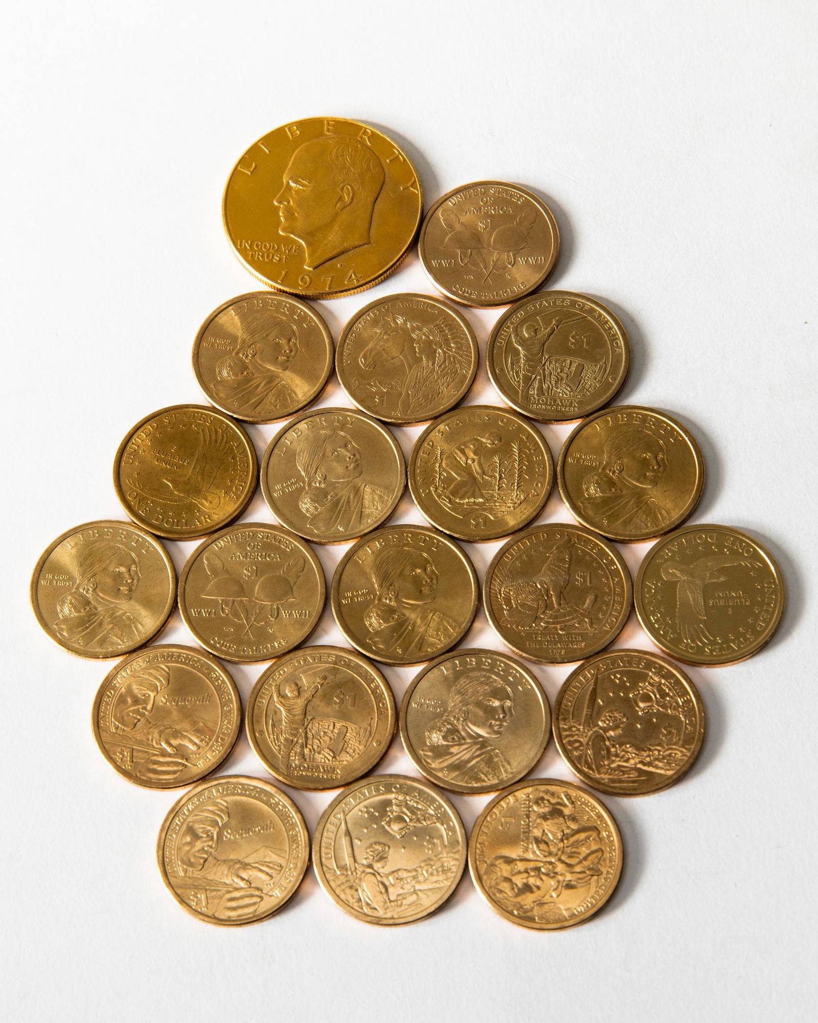 1 Dollar 1974 D Gold Plated + 20 x 1 $ USA (1 of 8)