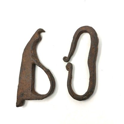 Two Fire Starter Strikers (F424): Iron early fire strikers (2), ~ 2.5 inches long. [ in-house shipping, $18. ]