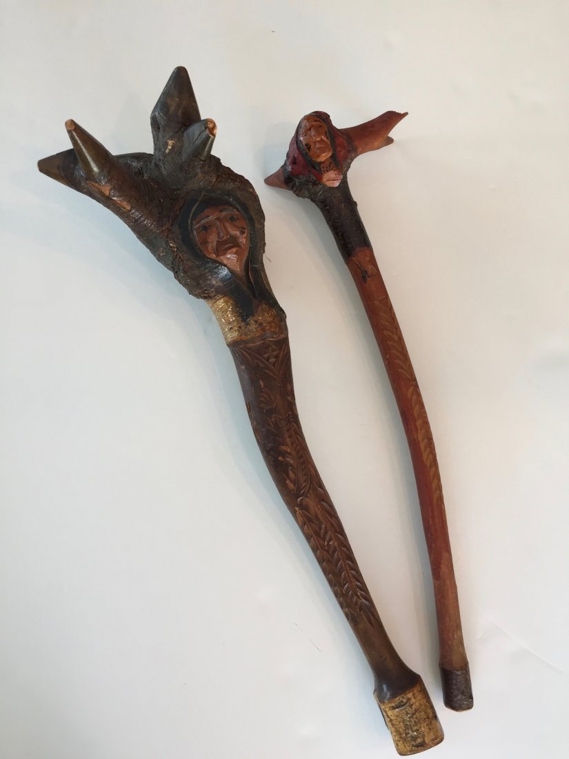 Two, 2, Penobscot N.E. Indian Root Clubs.  (I517) (1 of 10)