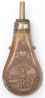 Published Powder Flask, Pilgrim.  (P131) (1 of 2)