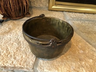 Fur Trade Kettle - Early Iron & Brass Rolled Rim (1 of 3)