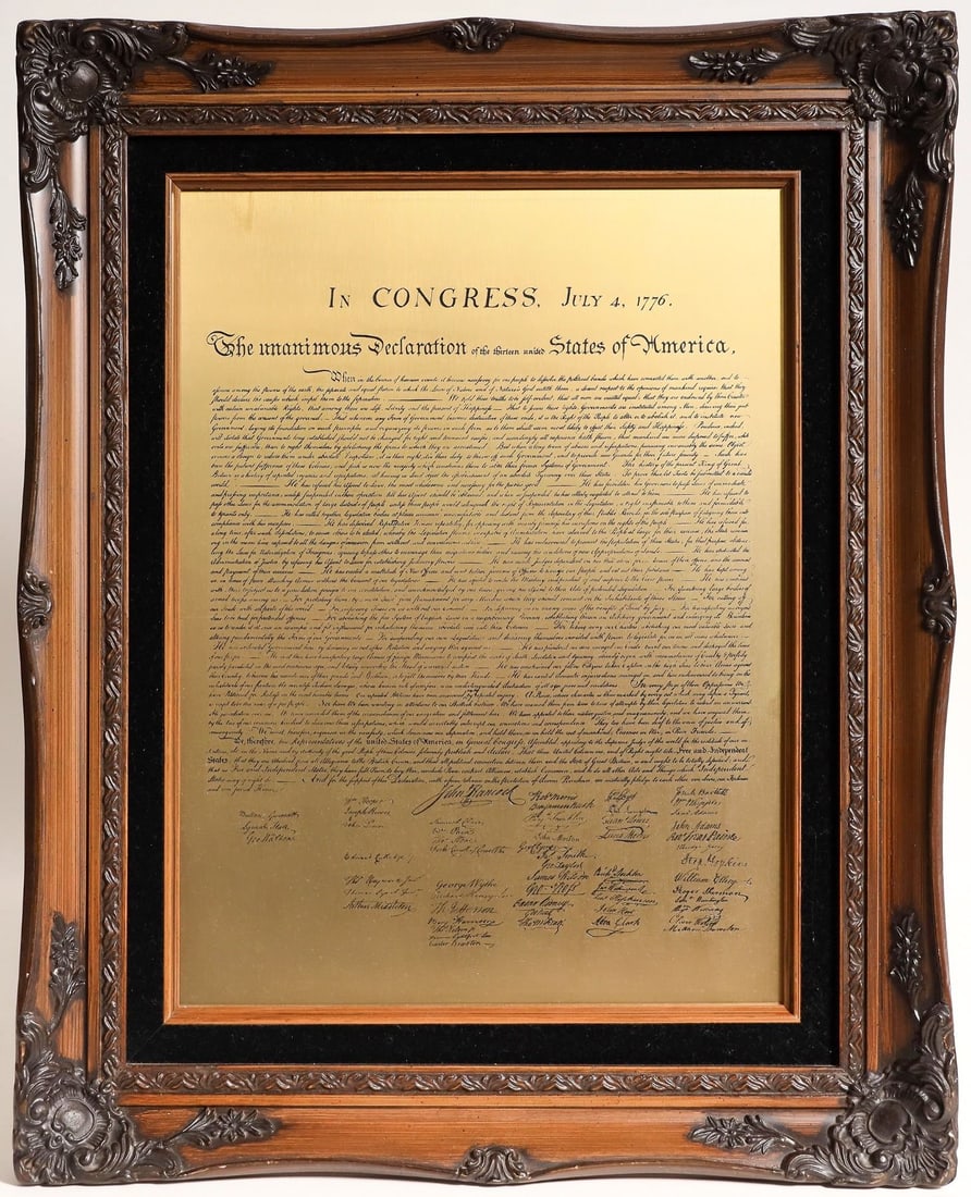 Framed Brass Copy of the Declaration of Independence (1 of 2)