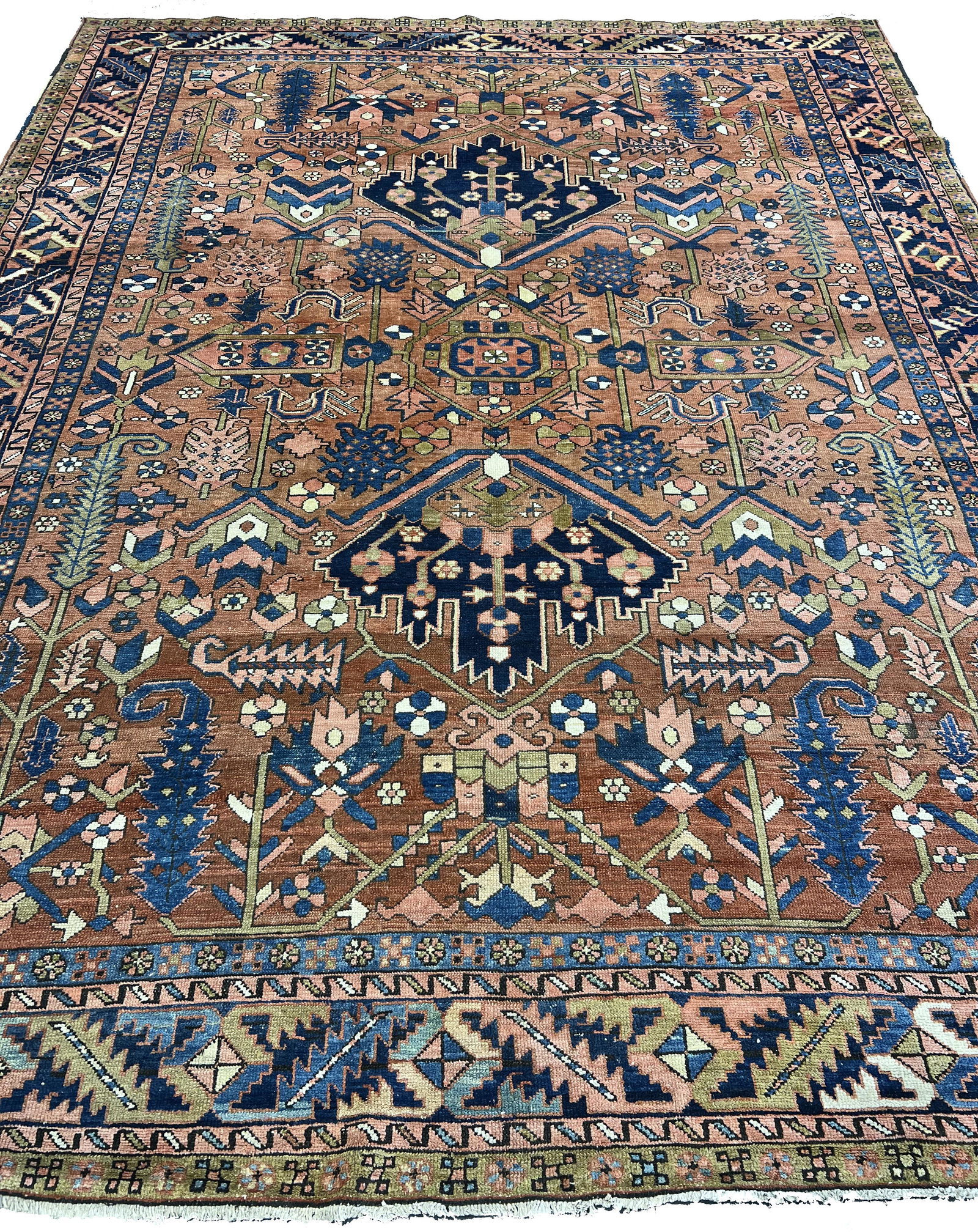 Hand Knoted Antique Persian Heriz Rug, 9'4" x 11'9" (1 of 5)