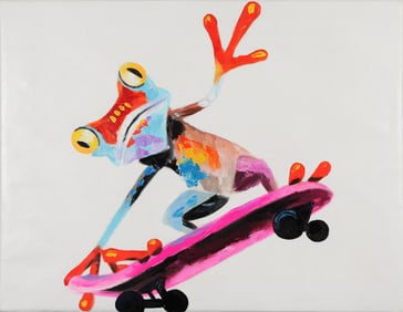 Untitled (Skateboarding Frog)