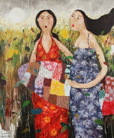 Untitled (Two Women, Red and Blue Dresses)