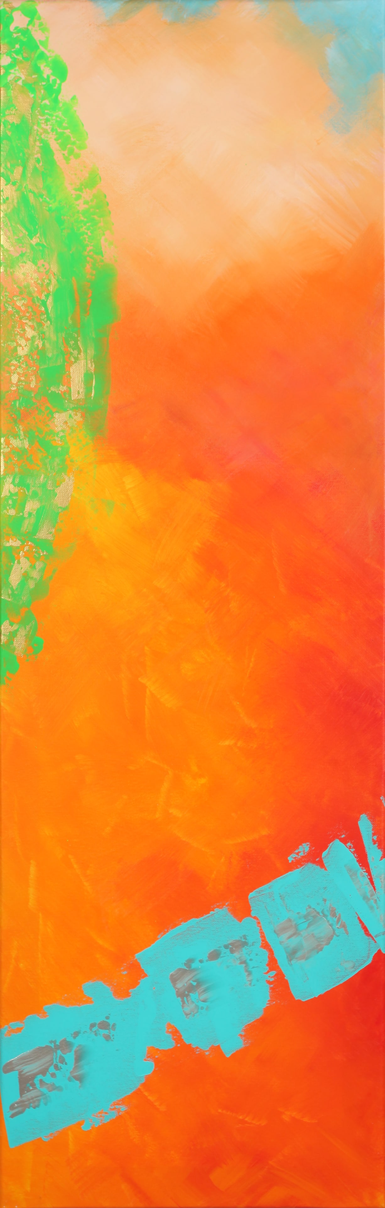 Untitled (Orange and Teal Movement): Ingrid has been called " a modern Dutch Master." Born and raised in the Netherlands, she learned to paint at an early age, and feels that her works have matured over time as her exposure to different