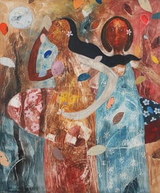 Untitled (Festival Dresses in Blue and Rust)