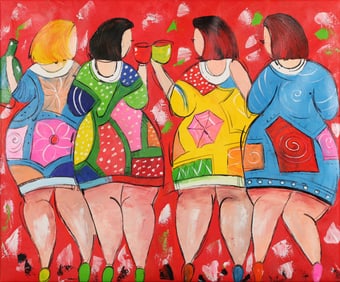 Untitled (Group of Four Women in Colorful Dresses)