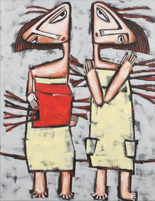 Untitled (Couple Holding Hands, Red and Yellow)