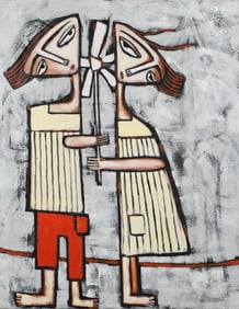 Untitled (Artist with Easel and Red Chair)