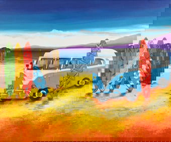 Untitled (Combi Van with Surfboards)