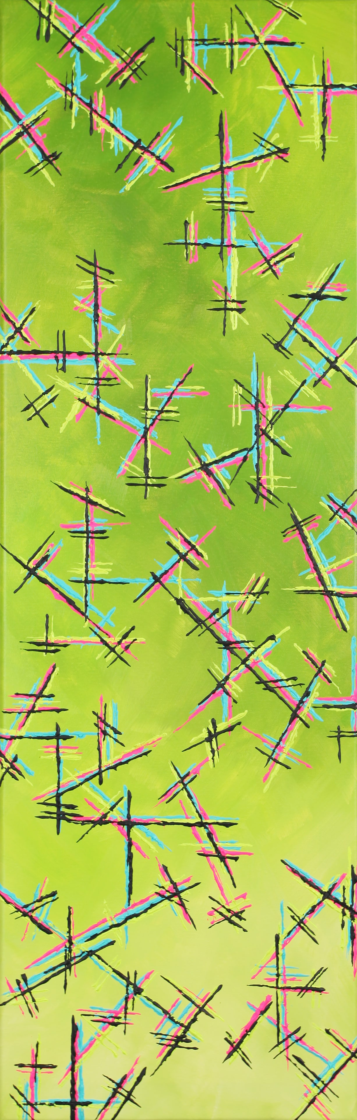 Untitled (Lime Abstract): Ingrid has been called " a modern Dutch Master." Born and raised in the Netherlands, she learned to paint at an early age, and feels that her works have matured over time as her exposure to different