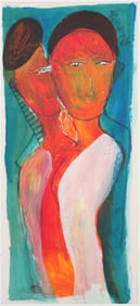 Untitled (Couple in Coral and Teal)