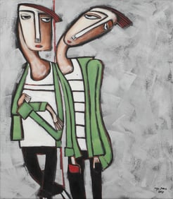 Untitled (Boys in Green and White Stripes)