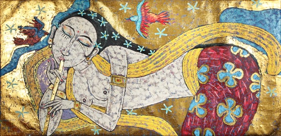 Untitled (Reclining Lovers, Golden Canopy)