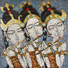 Untitled (Crowned Pair, Gold and Vermilion)