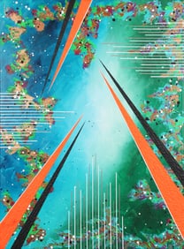 Untitled (Aqua Diagonal Burst)