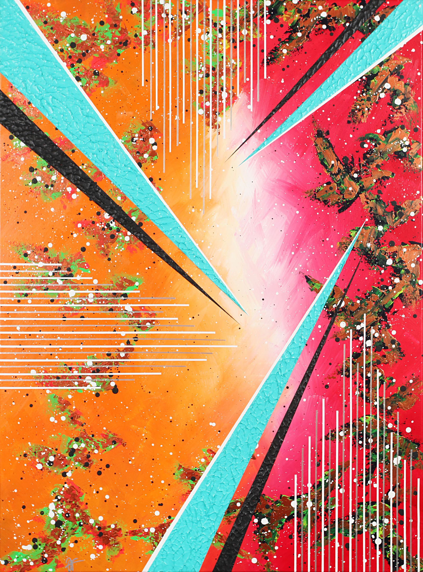 Untitled (Orange Mosaic): Ingrid has been called " a modern Dutch Master." Born and raised in the Netherlands, she learned to paint at an early age, and feels that her works have matured over time as her exposure to different