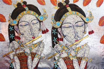 Untitled (Twin Figures with Autumn Leaves)