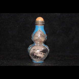 Glazed gilt interior painting landscape snuff bottle: Glazed gilt interior painting landscape snuff bottle The products are round and shiny, with top quality, worthy of collection