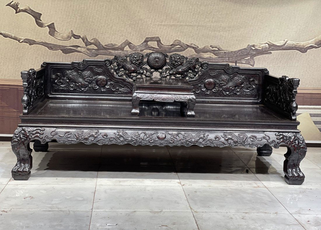 Old Collection, Red Sandalwood Lion Arhat Bed (1 of 7)