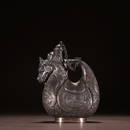 Qing Dynasty sterling silver phoenix bird pattern horse head pot