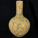 Qing Dynasty Qianlong pastel celestial sphere vase with flower and bird pattern on eyebrow