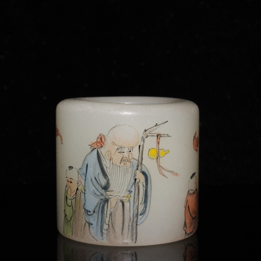 Colored glaze blue-burned boy's thumb ring ornament: Colored glaze blue-burned boy's thumb ring ornament Fine workmanship, appearance as shown