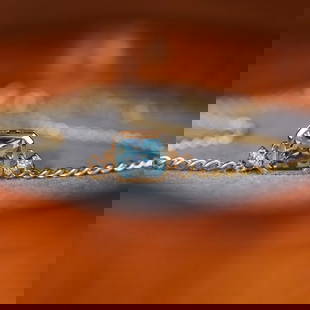 18K Gold Aquamarine Diamond Bracelet: 18K gold aquamarine diamond bracelet, exquisite and textured