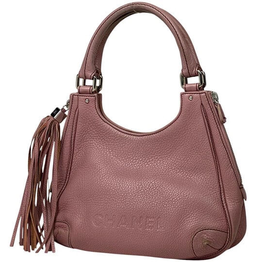 Chanel Coco Mark Handbag One Shoulder Tassel Leather Pink Women's [Second Hand]: Chanel Coco Mark Shoulder Bag Logo Handbag One Shoulder Tassel Leather Pink Women's [Second Hand]