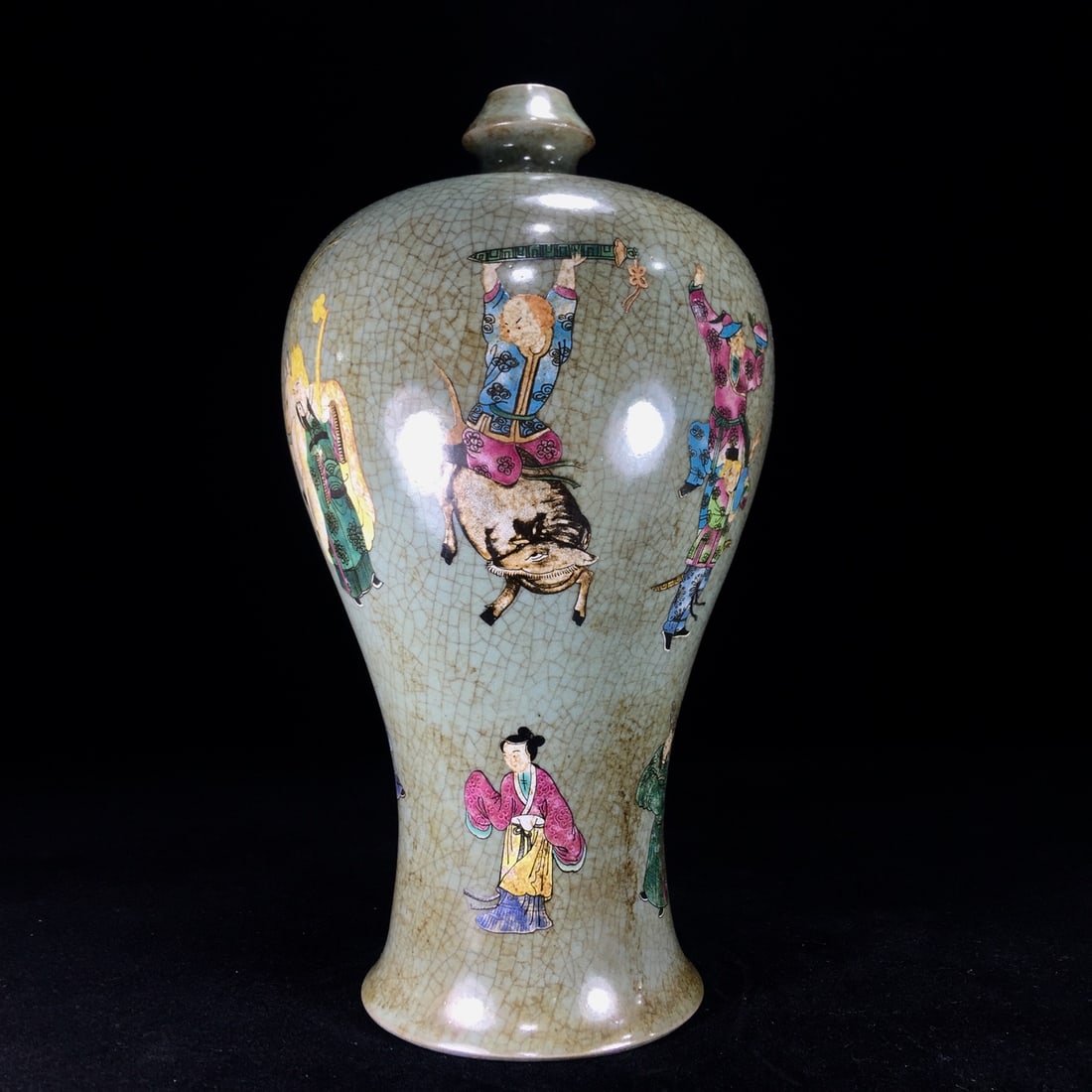 Song Dynasty style Ru ware painted figure story meiping (1 of 9)