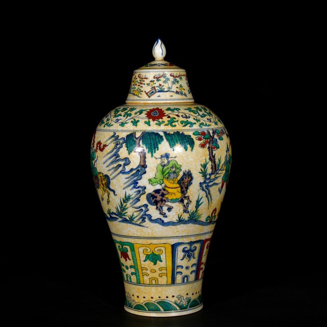 A pair of meiping vases with underglaze polychrome featuring the story of Guiguxiaoshan from the - 7