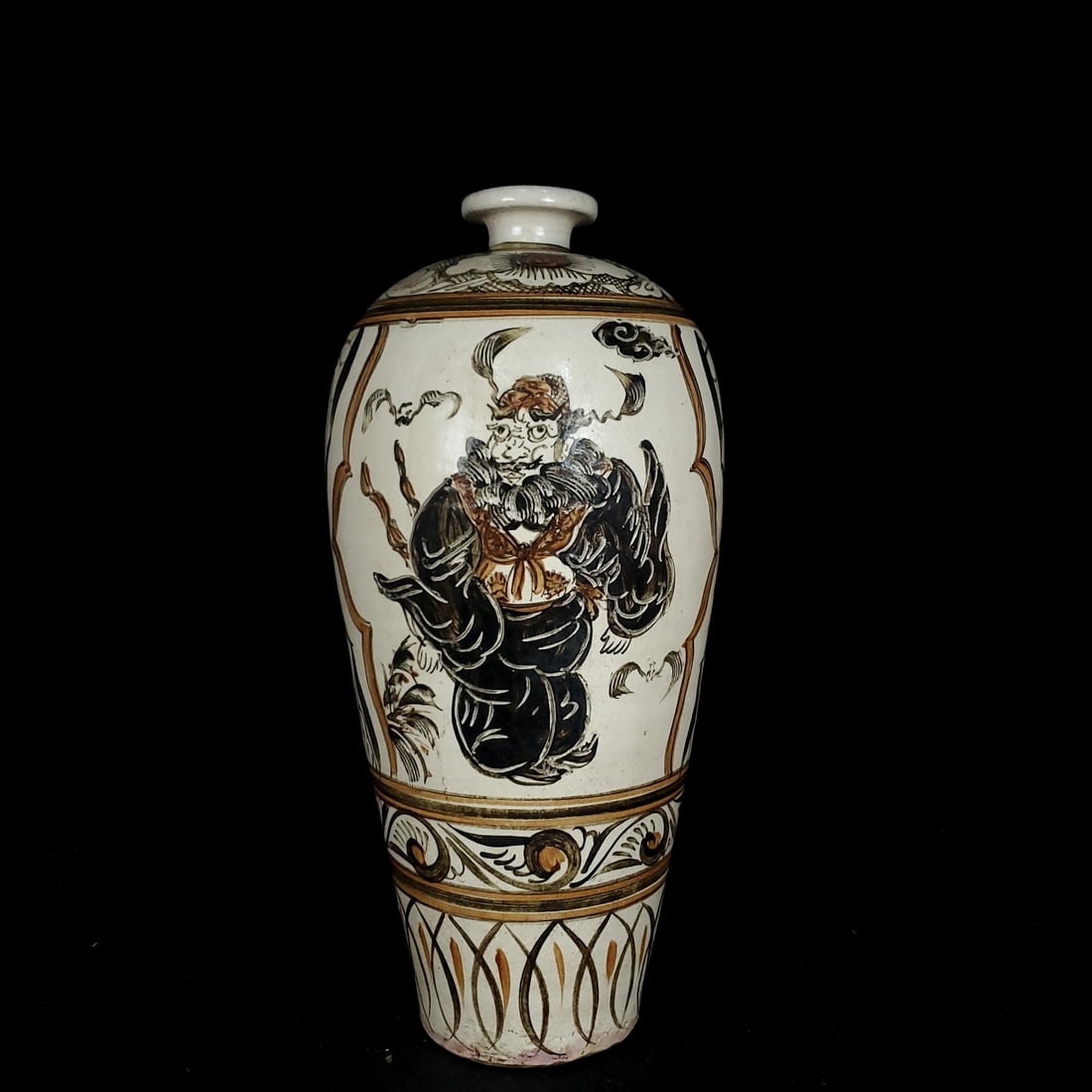 Song Dynasty style Cizhou ware painting with Zhong Kui bringing blessings pattern of plum vase (1 of 9)