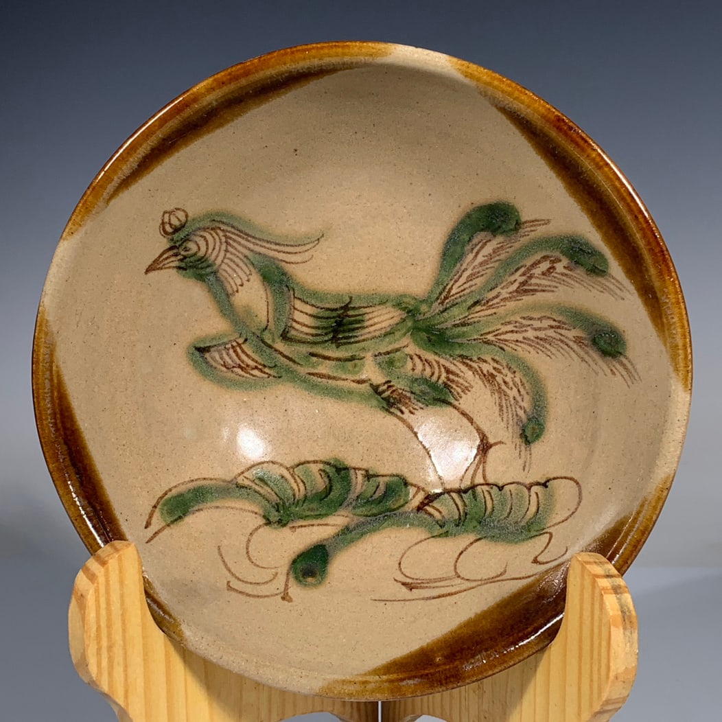 Tang Dynasty Style Changsha Kiln Colored Phoenix Pattern Bowl (1 of 9)