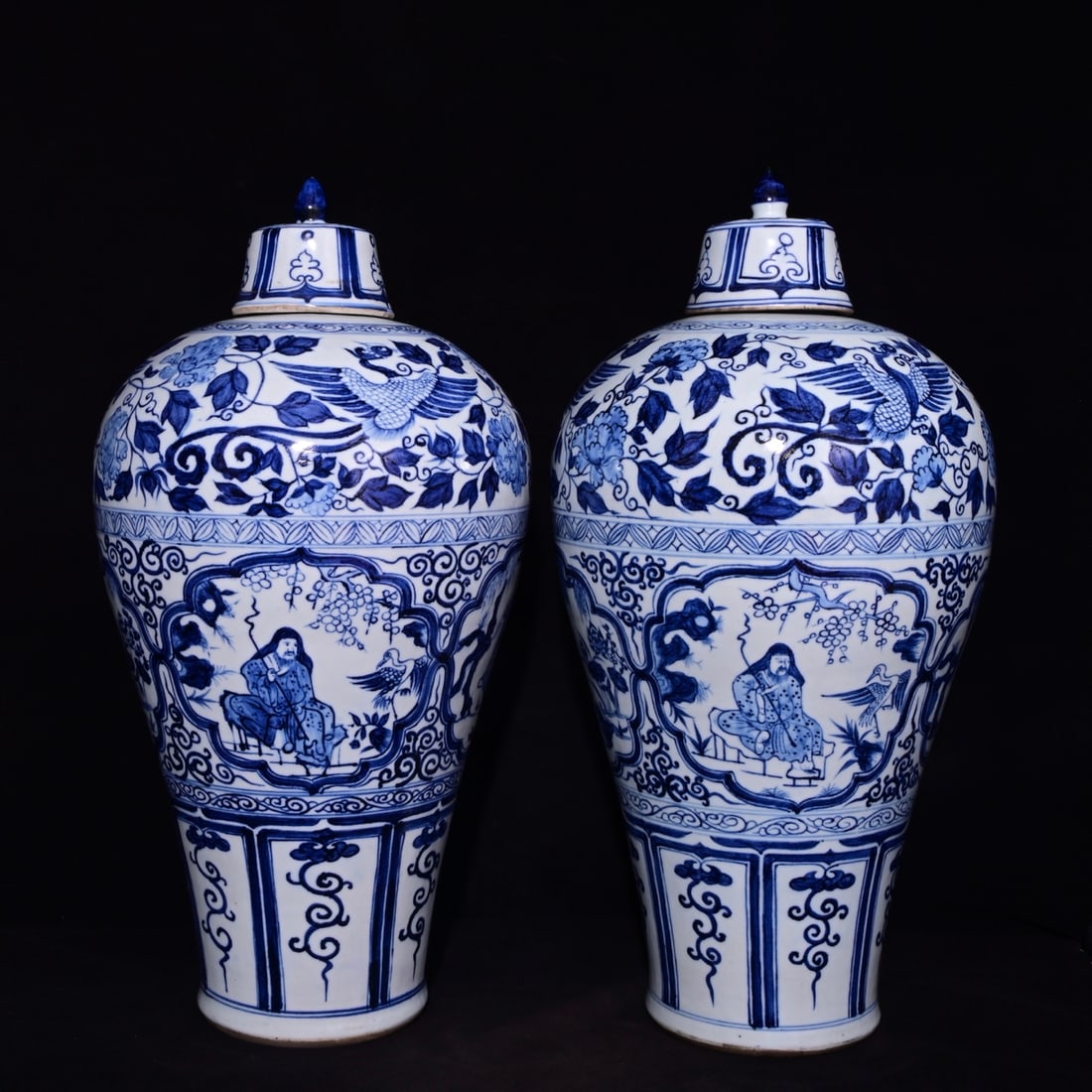 Yuan Dynasty style blue and white porcelain 'Four Loves' pattern plum vase with Jinlian River (1 of 9)