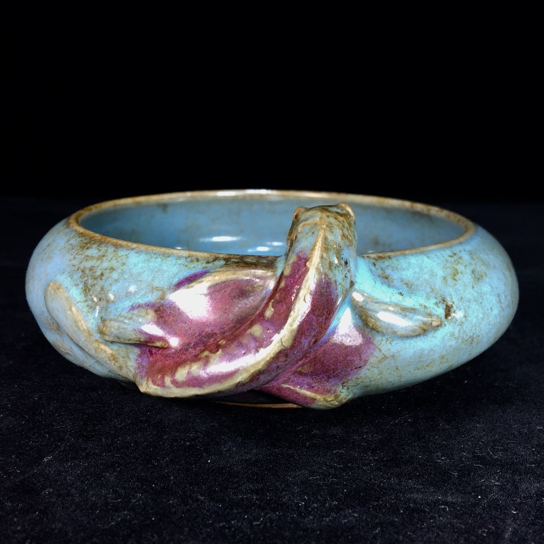 Song Dynasty style Jun porcelain ink wash basin: Song Dynasty style Jun porcelain brush washer, 17.5x6.5 centimeters