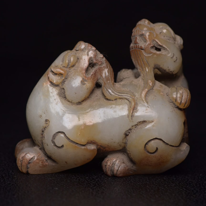 Hetian jade mother and child beast (1 of 9)