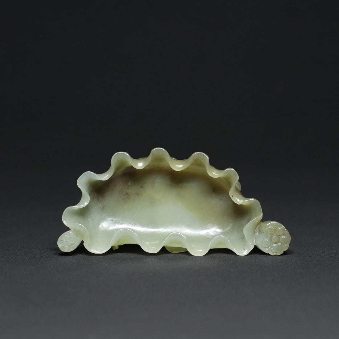 Qing Dynasty style old Hetian jade lotus leaf inkstone display piece (1 of 9)