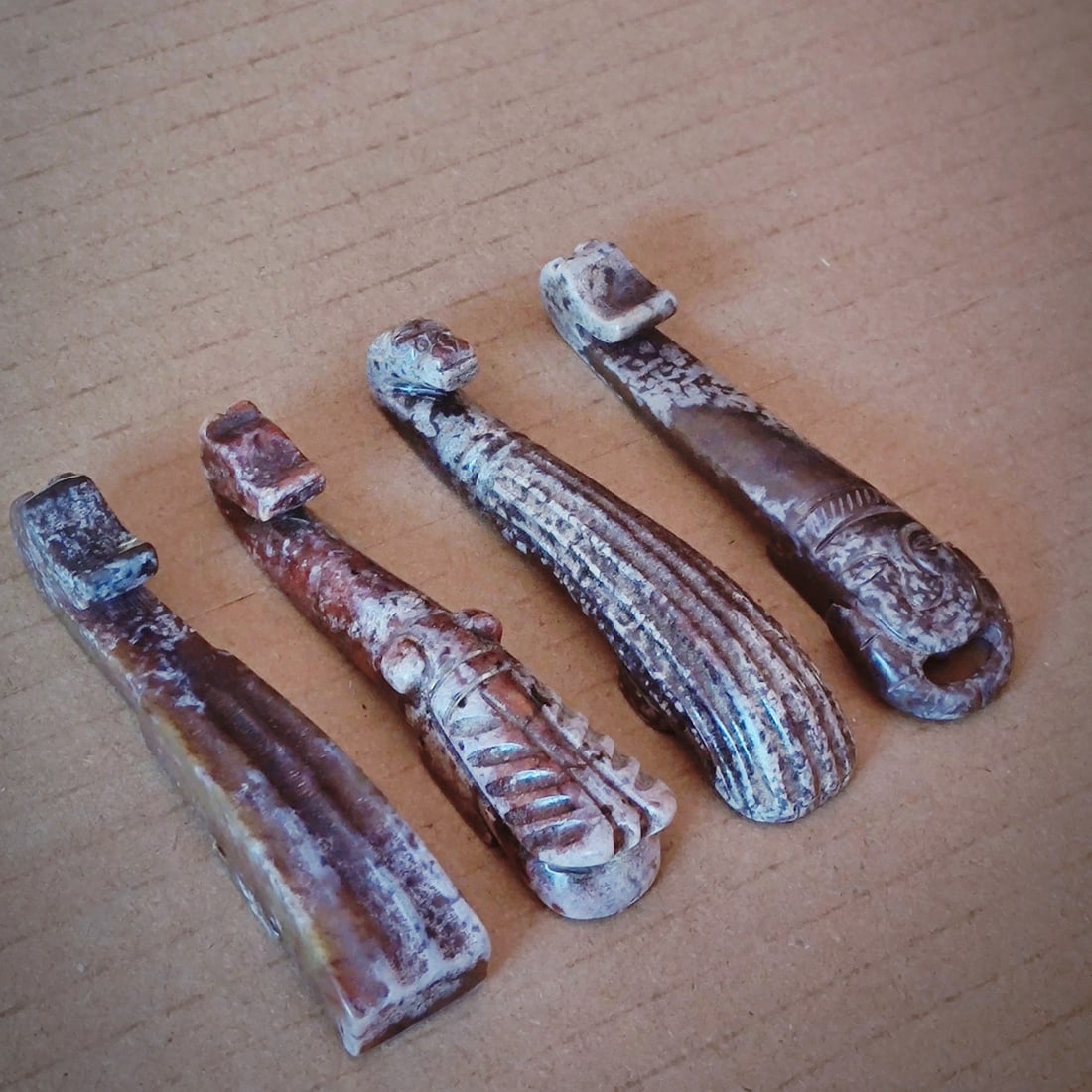 Ancient jade artifacts, 4 jade dragon hooks (1 of 9)