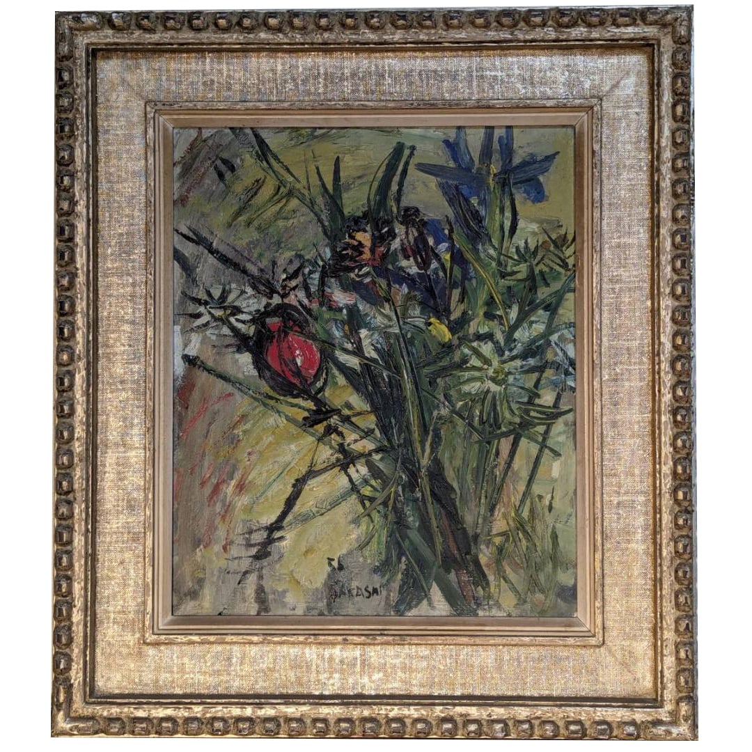 [Authentic] Mitsuru Yamashita Oil Painting (8-go) – Floral Still Life – Bold Brushwork, (1 of 8)
