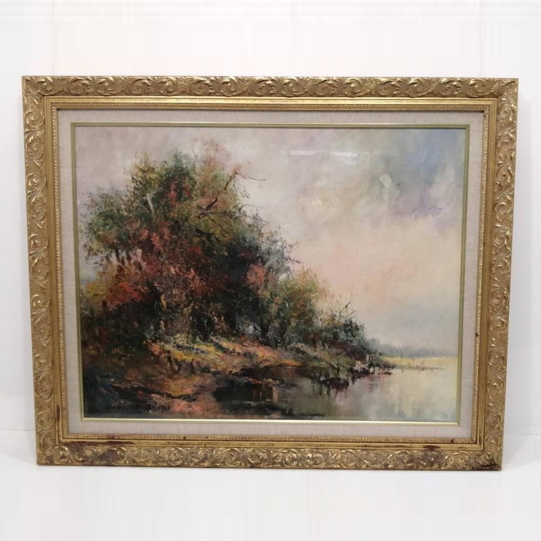 [Authentic] Anna Olszewska Landscape (1988) – Large 20-go Oil Painting – Framed: Product Description This is an authentic oil painting titled “Landscape” (1988) by Anna Olszewska. About the Artist Anna Olszewska Born in 1945 Polish painter Graduated in 1971 from the Academ