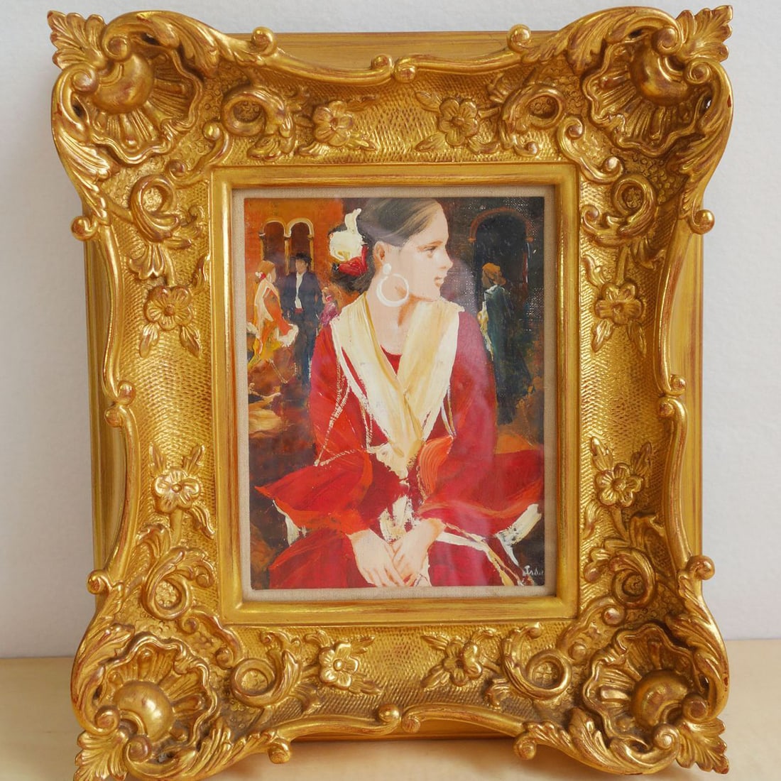 Sabur Sait “Seville Girl Original Oil Painting – Signed, Framed – Modern Japanese: This is an original oil painting by Sabur Sait ( 1917–1996), a distinguished Japanese painter and member of the Nika Association. The work, titled “Seville Girl”, captures the charm and char